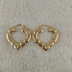 Gold Bamboo Heart shaped earrings small